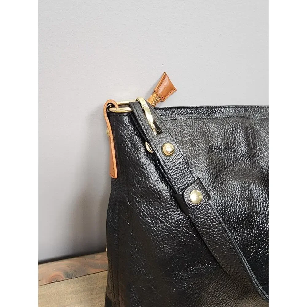 VALENTINA Tradizione Italiana Genuine Leather Black Shoulder Bag Purse - Picture 3 of 14